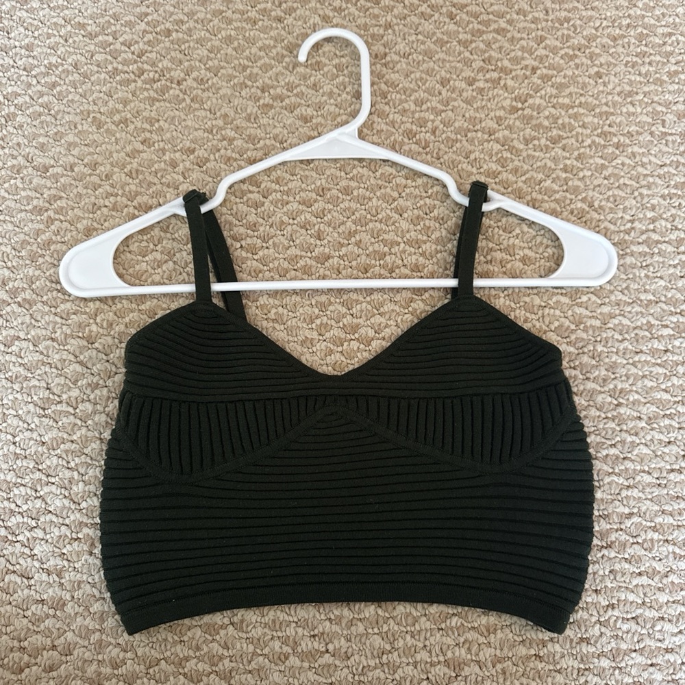 Aerie Forest Green Fitted Ribbed Tank top